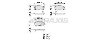 BRAXIS AB0052 On Fren Balatası Hyundaı I20 08-15 I10 08-11 / Pıcanto 04-11 GM 5810107A20