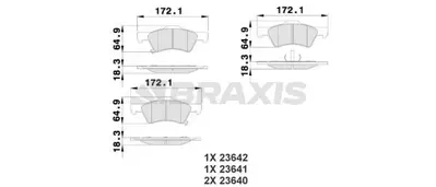 BRAXIS AB0214 On Fren Balatası Dodge Caravan Iıı 3.3 Awd 3.8 T (00 07) Voyager Iıı 2.4 2.5crd 2.8crdı 3.3 (00=12.0 GM 5019803AA