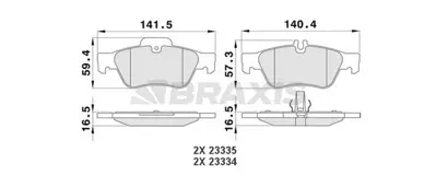 BRAXIS AA0071 Fren Balatası Arka W203 04>07 S203 04>07 C209 06>09 A209 04>05 C219 04>10 C218 11>17 W211 03>08 GM 34205120