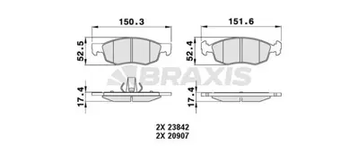 BRAXIS AA0242 On Fren Balatası Fıat Doblo 01>06 Fıat Albea Palıo 96> Dacıa Logan 06> GM 77362205