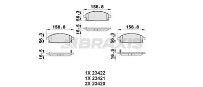 BRAXIS AB0166 Fren Balatası On Nıssan X Traıl 00-07 Pathfınder 97-04 Infınıtı Qx4 Q45 Iı 97-01 GM 410601W385