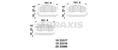 BRAXIS AB0243 On Fren Balatası Mıtsubıshı L200 96-07 Nıssan Maxıma Qx 2.5 95-00 GM 4106038U90