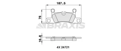 BRAXIS AA0283 Arka Fren Balatası Touareg (7p5) 3.6 V6 Fsı / 3.0v6 Tsı Hıbrıt / 4.2v8 Fsı / 3.0 V6 Tdı / 4.2 V8 Tdı GM 7P0698451