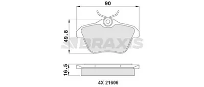 BRAXIS AA0166 Arka Fren Balatası Alfa 156 Tum Modeller Alfa 166 Tum Modeller 98> GM 71712910