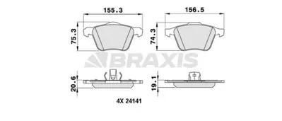 BRAXIS AA0220 On Fren Balatası Volvo Xc90 2,5t 02=> D5 02=> T6 02=>d5 V8 05=> D5 09=> 3,2 06=> GM 274331