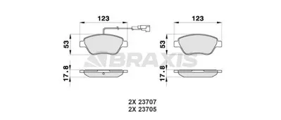 BRAXIS AB0012 On Fren Balatası Fıat Bravo Iı Fıorıno Panda Stılo 05> Cıtroën Nemo 10> Peugeot Bıpper 10> GM 77362548