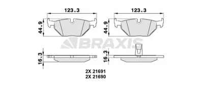 BRAXIS AA0148 Fren Balatası Arka Bmw E39 GM 34211163395