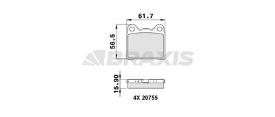 BRAXIS AA0234 Arka Fren Balatası Volvo 850, S70, V70 240 2,3, 2,4 D, 740 2,0, 2,3, 2,3 16v GM 2701662