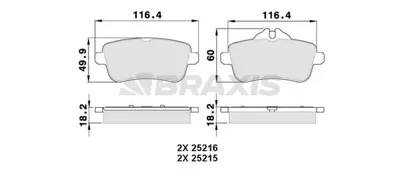 BRAXIS AA0332 Fren Balatası Arka X166 12>15 W176 13>18 C117 13>19 W166 15>18 C292 15>19 R172 12> GM A0064204020