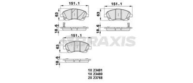 BRAXIS AB0055 Fren Balatası On Toyota Avensıs 03-08 Corolla Verso 04-07 GM 446505131