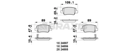 BRAXIS AB0278 Fren Balatası Arka Avensıs 2009-> Aurıs 1.6 D4d 2015-> Rav4 2015-> GM 446605040