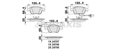 BRAXIS AB0067 Fren Balatası On A4 08>15 A5 07> Q5 10>17 Q5 09>12 GM 8K0698151A