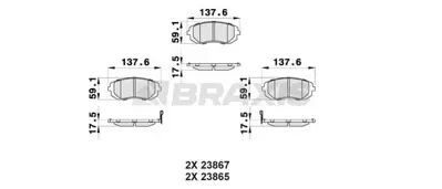 BRAXIS AB0173 On Fren Balatası Subaru Impreza 00-08 Legacy 02-08 Brz 12-> Forester 02-08 GM 26296FE020