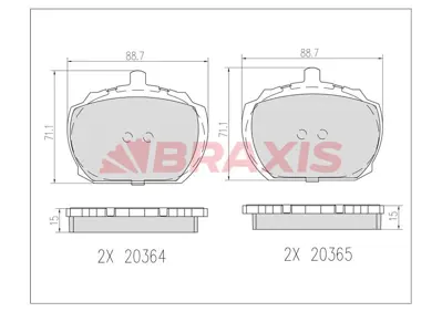 BRAXIS AB0601 Fren Balatası On Range Rover I 85>90 Defender 90>94 Transıt Iveco 78>92 Daıly I 78>89 GM 6614744