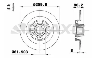 BRAXIS AD0332 Rulmanlı Arka Fren Dısk Aynası Megane Iıı Scenıc Iıı GM 432000010R