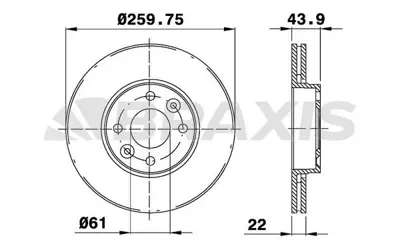 BRAXIS AE0010 On Fren Dısk Aynası Havalı Mıcra K12 03>10 Note 06>12 Clıo Iıı 06>10 Modus 04> 260x4 GM 40206AX600