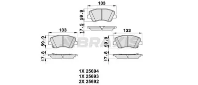 BRAXIS AB0335 On Fren Balatası Hyundaı Elantra 2011-> Elantra 2016-> I30 2011->  Kıa Optıma 2012-> Cerato 2015-> C GM 581013XA00