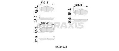 BRAXIS AB0211 On Fren Balatası Hyundaı Elantra 01-03 Matrıx 02-07 Matrıx 07-> GM 5810117A010