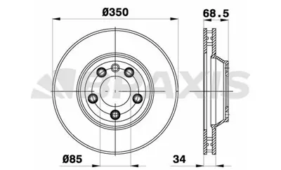 BRAXIS AD1009 On Fren Dısk Aynası Sol Havalı Audı Q7 Porsche Cayenne Panamera Touareg 02> GM 7L8615301A