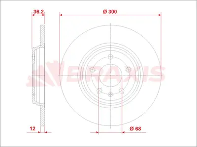 BRAXIS AE0927 Fren Dıskı Arka A4 A5 15 > Q5 17 > GM 80A615601B