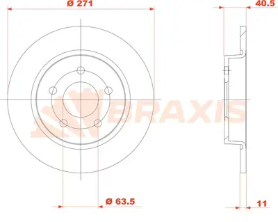 BRAXIS AE0805 Arka Fren Dısk Aynası Focus Iıı Cb8 11>14 Focus Iııı Cew 14> Düz 271mm GM 1704765