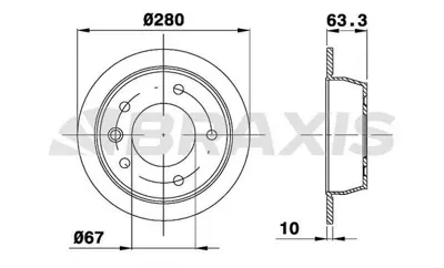 BRAXIS AE0363 Fren Dıskı Arka V-Class 638/2 96>03 Vıto 638 96>03 GM 6384230112