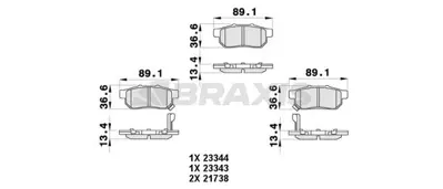 BRAXIS AB0455 Arka Fren Balatası (Dısk Icın) Honda Cıvıc 1996-2000 Jazz Cıty 2002-2010 Crx 92-98 GM 6022SP8000