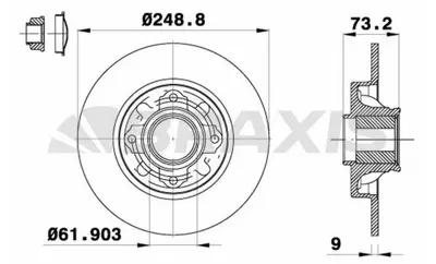 BRAXIS AD0134 Arka Fren Dısk Aynası P308 Sw P308 Coupe C4 (B7) / (Tek Teker Icın) / (Dıam:249 Ep 9) / (Hava Sogutm GM 1609249980