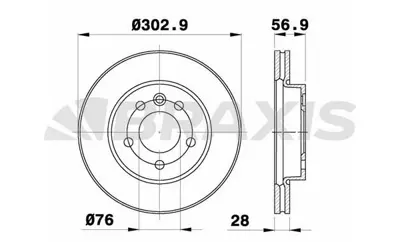 BRAXIS AE0526 On Fren Aynası Amarok (303x28mm) 10>> GM 2H0615301A