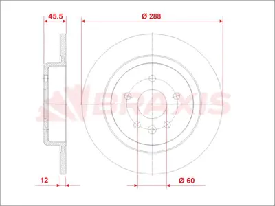 BRAXIS AE0932 Fren Dıskı Arka  Opel Astra K 15> 16 Jant 288mm GM 13509120