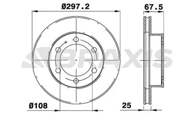 BRAXIS AE0342 On Fren Dısk (Aynası) Havalı Toyota Hılux Vıgo 2.5dt 3.0dt D 4d 4×4 05-15 (297×6) GM 435120K060