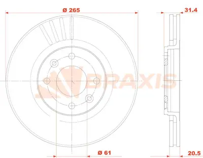 BRAXIS AE0848 Fren Dıskı On R21 Concorde Havalı 265mm GM 7700764193