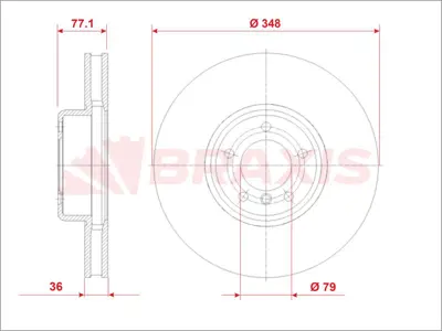 BRAXIS AE0958 On Fren Dıskı Bmw E60 E61 E63 E64 GM 34116766871