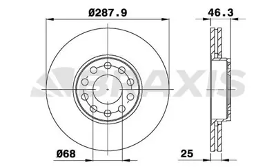 BRAXIS AE0616 On Fren Dısk Aynası Passat 96>05 A4 A6 1.8 20v 1.9tdı 97> GM 5C0615301A