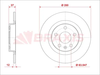 BRAXIS AE0984 Arka Fren Dıskı Volvo Xc40 17 > 280mm GM 31471476SK1