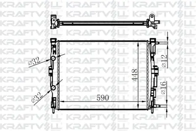 KRAFTVOLL 08040026 Motor Radyatoru Megane Iı Scenıc 1,5dcı 1,4 / 1,6 / 2,0 16v (590×455×26)>brazıng