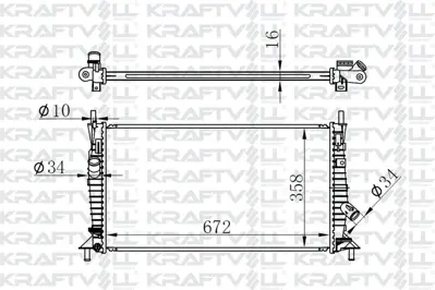 KRAFTVOLL 08040008 Motor Radyatoru (672×358×16) Focus 1,4tdcı 05-> Manuel> Brazıng