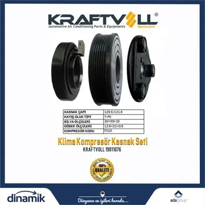 KRAFTVOLL 19011076 Klima Kompresor Kasnak Seti Ford Transıt V184 01>06 7.Pk Set 12.V