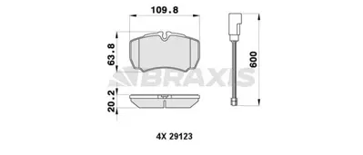 BRAXIS AB0411 Arka Fren Dısk Balata  Transıt V347 Jumbo 3,2tdcı 200ps 07>14 Arka Cıft Teker - Iveco Daıly Iıı 29 L GM 