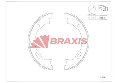 BRAXIS AC0182 Fren Balatası Arka (Park Frenı Pabucu) Ml-Class W163 98>05 GM 