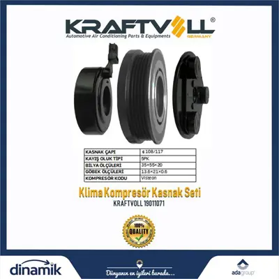 KRAFTVOLL 19011071 Klima Kompresor Kasnak Seti  Ford Focus Iı 04>11 1.6 Tı  Focus Iıı 11> 1.6 Tı  Volvo V50 (545) 1.6 0