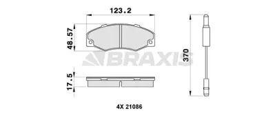 BRAXIS AB0297 On Fren Balatası R21 Concorde (Fıslı) GM 7701202481, GM 7701202785, GM 7701202815, GM 7701203069, GM 7701203087, GM 7701204087, GM 8660004713, GM 8671016670, GM 7701202755, GM 7701202069