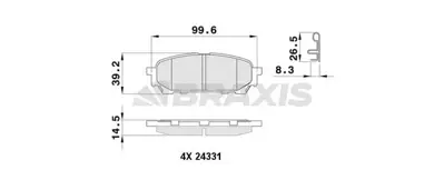 BRAXIS AB0483 Arka Fren Balatası Subaru Impreza 00-07 Forester Sg 03-08 GM 