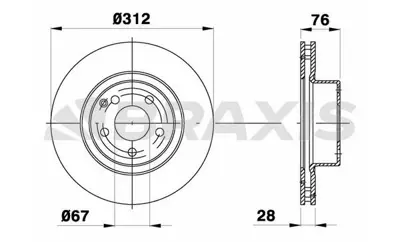 BRAXIS AD1043 Fren Dıskı On S-Class W220 98>05 GM 2204210912, GM 220421091264, GM A2204210912, GM 230524, GM A220421091264, GM A09812711, GM 9812711, GM A1404211012, GM A140421031264, GM A1404210312