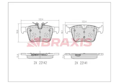 BRAXIS AB0611 Fren Balatası Arka Evoque 12-18 Dıscovery Sport 15> / Xe Range 15> Xf 16> E-Pace 17> GM J9C14009, GM T2H7439, GM T2H9989, GM LR061385, GM LR090707, GM LR095295, GM LR123010, GM LR123519, GM LR123595, GM LR160458