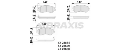 BRAXIS AB0217 On Fren Balatası Chrysler Voyager Iıı Iv (Rg,Rs) 95>08 Dodge Caravan 95>01 Jeep Cherokee (Kj) 01>08 GM 5066427AA, GM 5069201AA, GM 5096349AA, GM 5019985AB, GM 5069201AB, GM 5019984AA, GM K05066427AA, GM K05069201AA, GM V1016349, GM V1016349AB