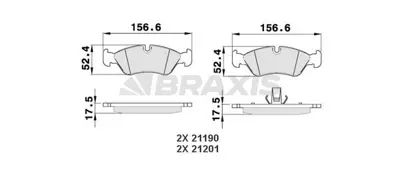 BRAXIS AA0038 On Fren Balatası Astra F 92>98 Vectra A 89> 95 Vectra B 96> 02 GM 11046152XX2, GM S4510005, GM 11046952012, GM 11046152, GM 96281937, GM 96281939, GM 93192637, GM 11046156, GM EC11046952012, GM NP1335