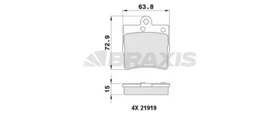 BRAXIS AA0053 Fren Balatası Arka W202 95>00 S202 96>00 W203 00>07 Cl203 08>11 W210 95>00 R170 96>00 R171 04>11 GM 44209120, GM 4420912041, GM A0024207120, GM A0024207420, GM A002420712037, GM A0034202720, GM A003420272037, GM A0044201720, GM A0044209120, GM A004420912041