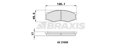 BRAXIS AA0226 On Fren Balatası Nıssan Vanetta 86>95 Infınıtı 90>93 Faırlady 84>90 300 Zx 84>90 Bluebırd 85>90 GM 