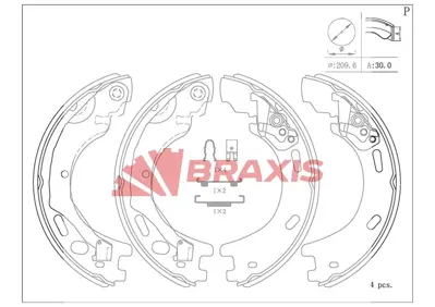 BRAXIS AC0178 El Fren Balata Takımı Dıscovery 3 05-09 Dıscovery 4 10-16 Range Rover Sport 05-13 GM 